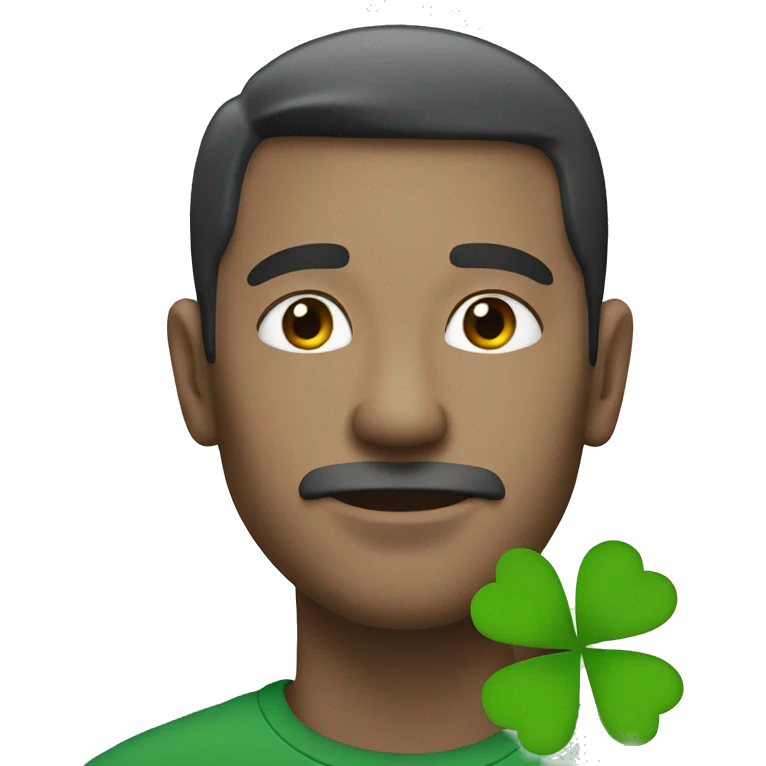 white man with four leaf clover emoji