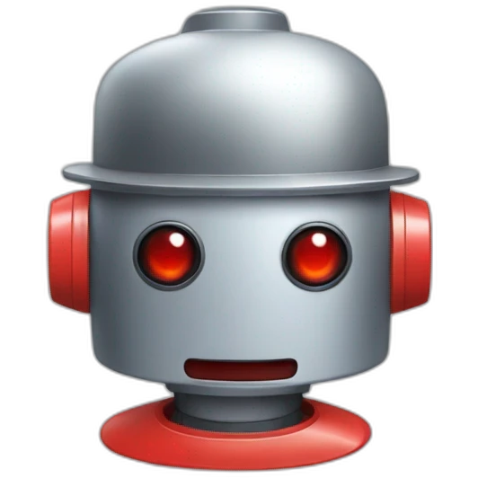 robot with red eyes and bucket hat emoji