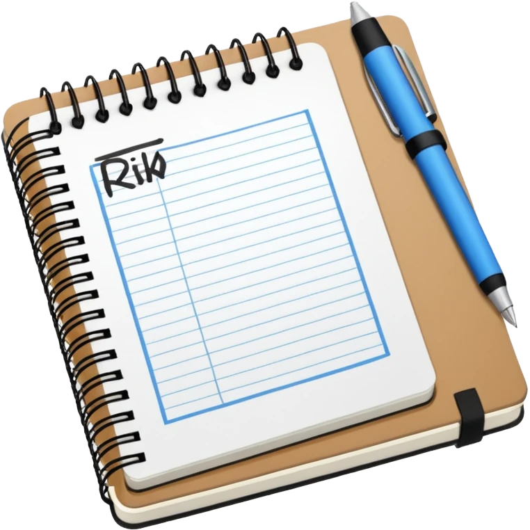 Mach mir ein Heft das auf einem schreibtisch liegt wo RISIKO draufsteht emoji