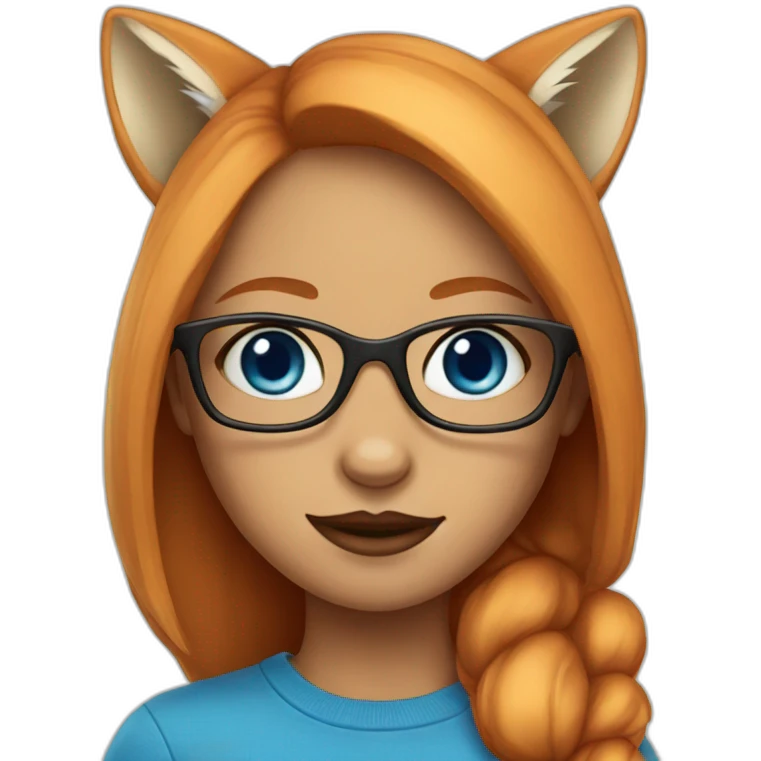 Girl Fox with blue eyes in glasses  emoji