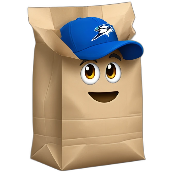 Toronto bluejays fan with a paper bag on his head emoji