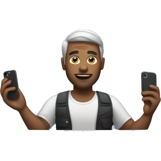 man holding iphone in mirror emoji