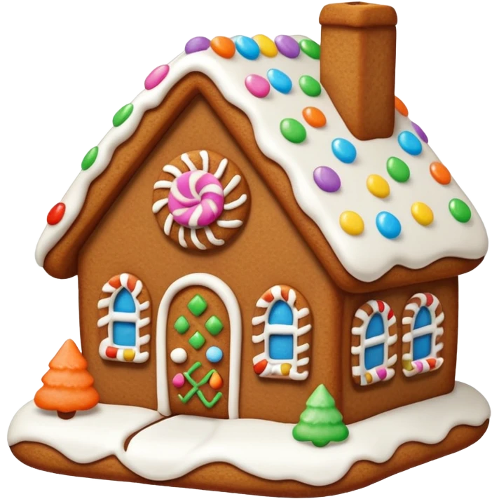 cute gingerbread house cookie with white icing emoji