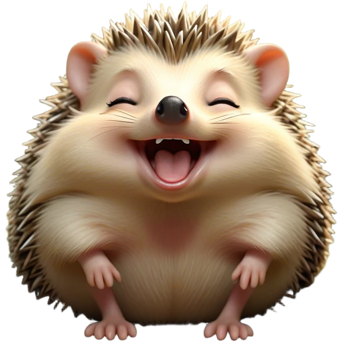 Cinematic Silly Yawning Hedgehog Portrait Emoji, Head tilted with a dramatic, wide-open yawn revealing a tiny, adorable snout and droopy quills, with sleepy, half-closed eyes, Simplified yet irresistibly cute features, highly detailed, glowing with a soft, cozy woodland light, high shine, relaxed yet humorously expressive, stylized with a dash of whimsical forest charm, soft glowing outline, capturing the essence of a drowsy yet endearing hedgehog that appears ready to stretch and yawn its way into your heart! emoji