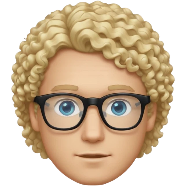 white guy with curly blonde hair and light blue ish  eyes with black glasses  emoji