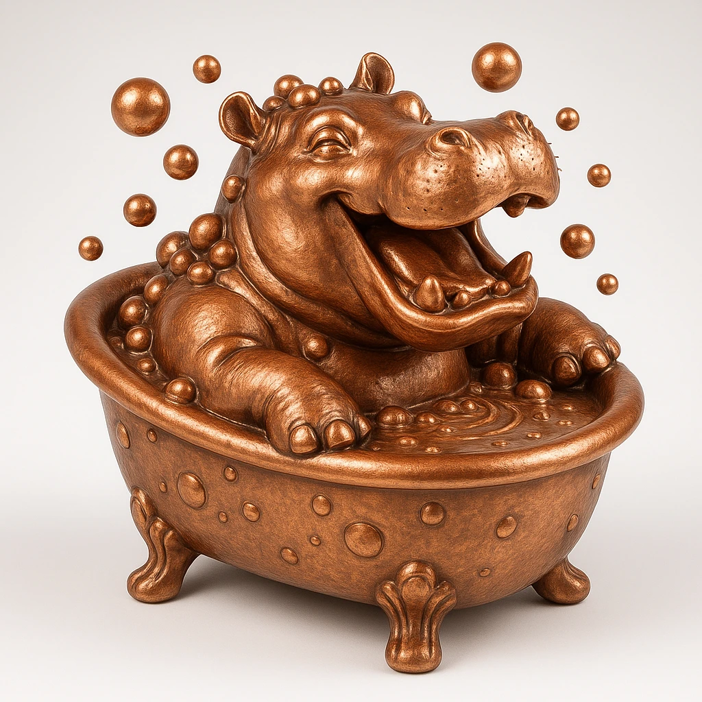 happy hippo with bubbles in bathtub emoji