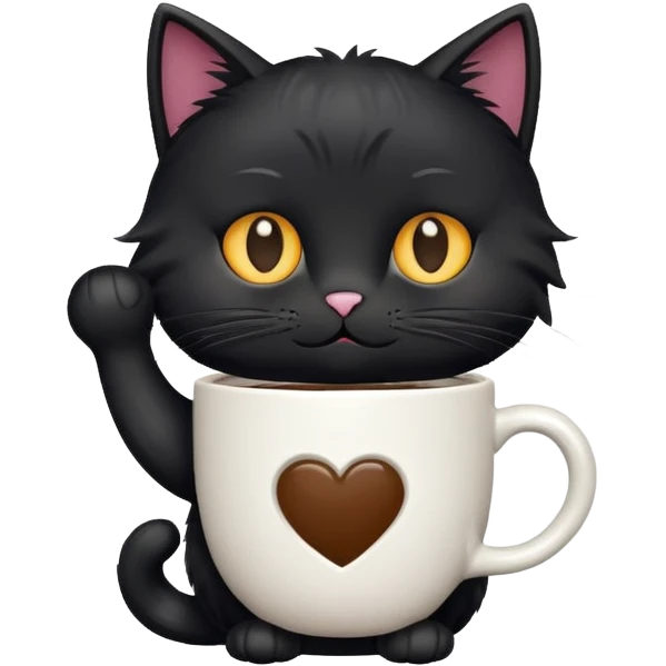 black cat holding coffee emoji
