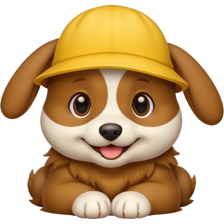 puppy dog with hat yellow emoji