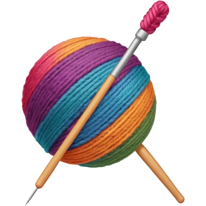 ball of wool with a knitting needle through it emoji