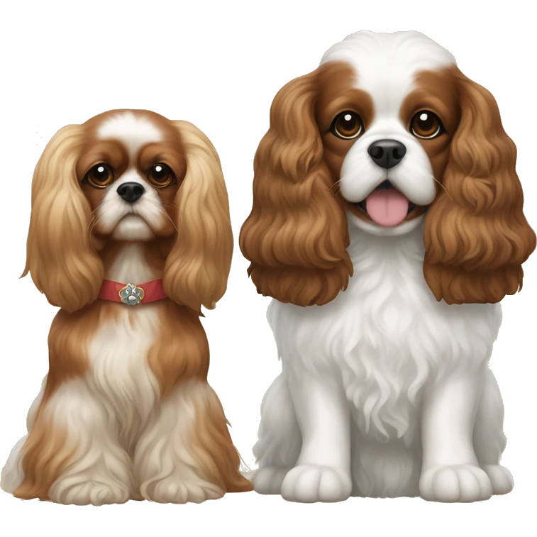 King Charles spaniel dog next to bichon frise dog emoji