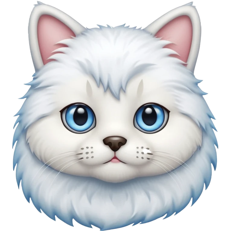 Teddy bear cat with white fur and blue eyes iOS style emoji
