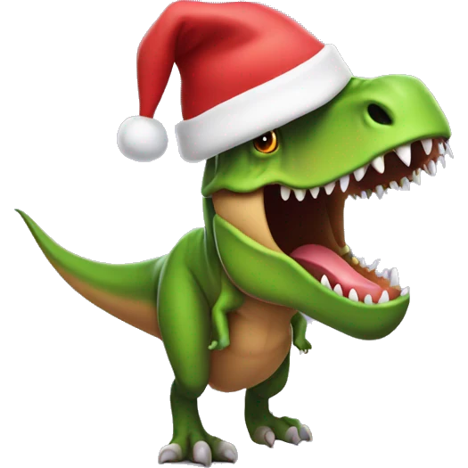 A t-Rex wherein a Santa hat emoji