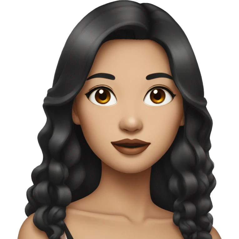 Indonesian woman with dark long hair and beautiful make up emoji