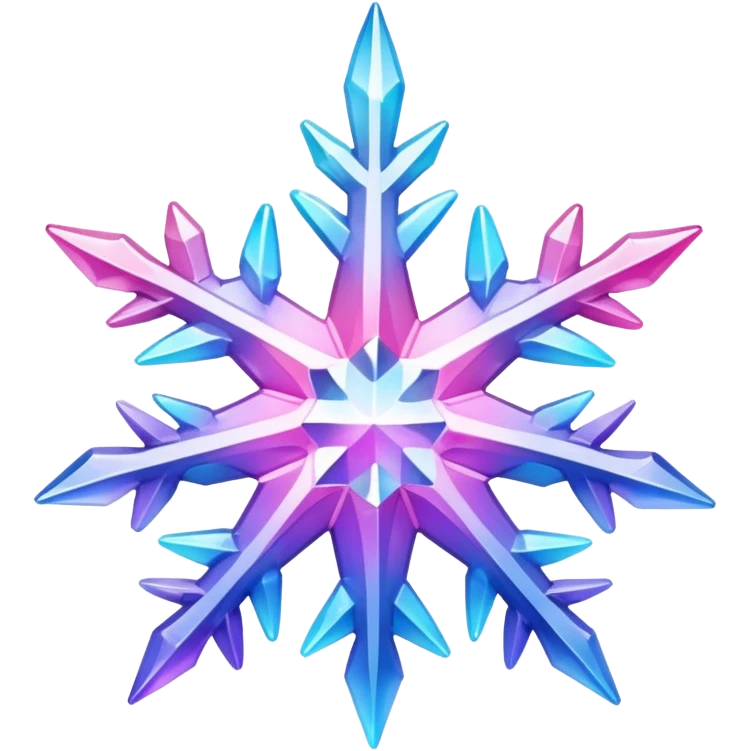Gradient iridescent Pastel rainbow Pink violet blue crystal star snowflake  emoji