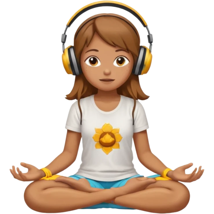 A girl is sitting cross-legged in a meditation pose, wearing headphones and listening to music. The song is so good that honey is dripping from her ears, and her expression is completely dazed because she’s enjoying the music so much. Like this girl 🧘🏻‍♀️ emoji