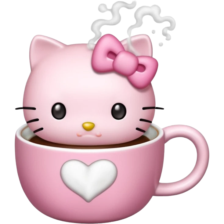 Hello Kitty drinking coffee emoji