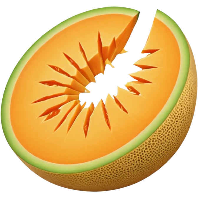 a cantaloupe cut in half, simple, clear emoji