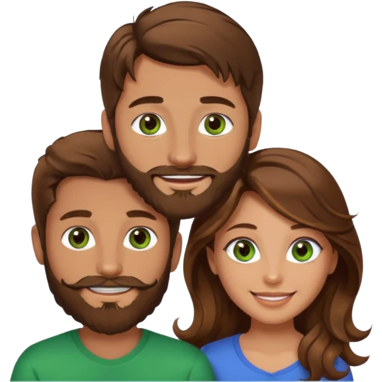 a brown hair and beard man with hazel eyes and a girl with long brown wavy hair with green eyes, togheter emoji