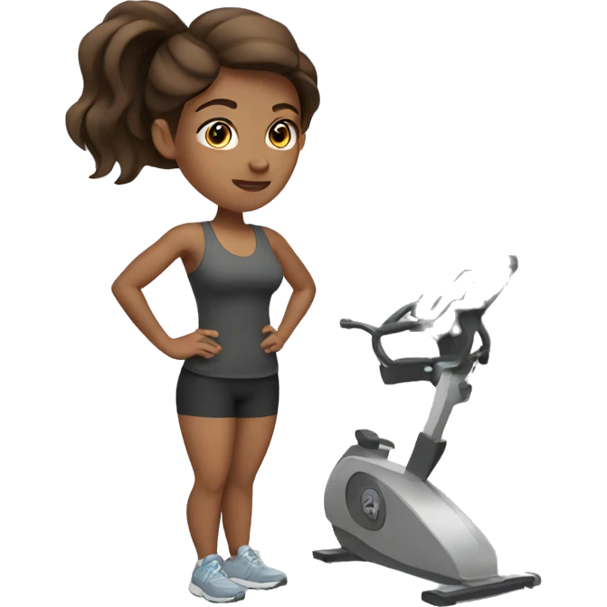 Women with brown hair doing fitness  emoji