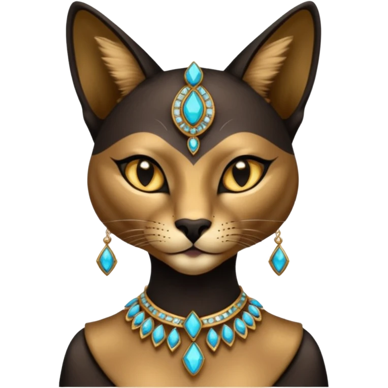 anthropomorphic black-furred elegant jeweled pretty beautiful realistic Bastet  emoji