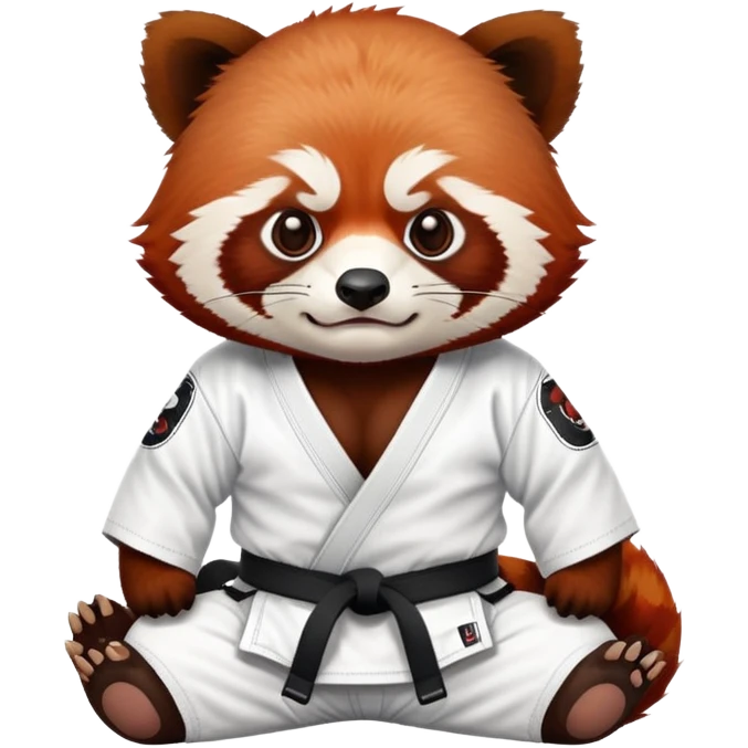 Angry Red panda wearing a jiu jitsu gi white belt emoji