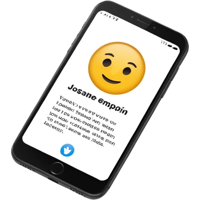 digital busniess card on a phone screen in english written emoji