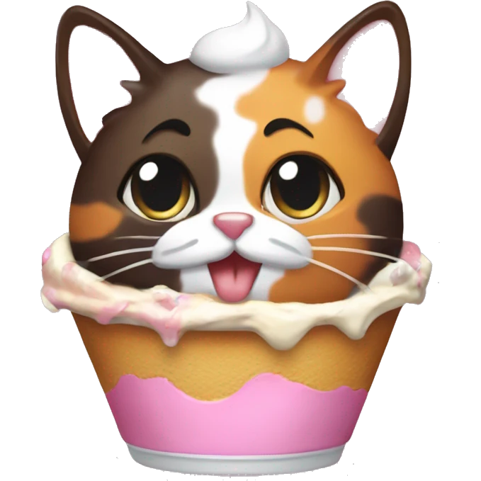 calico cat with icecream sundae  emoji
