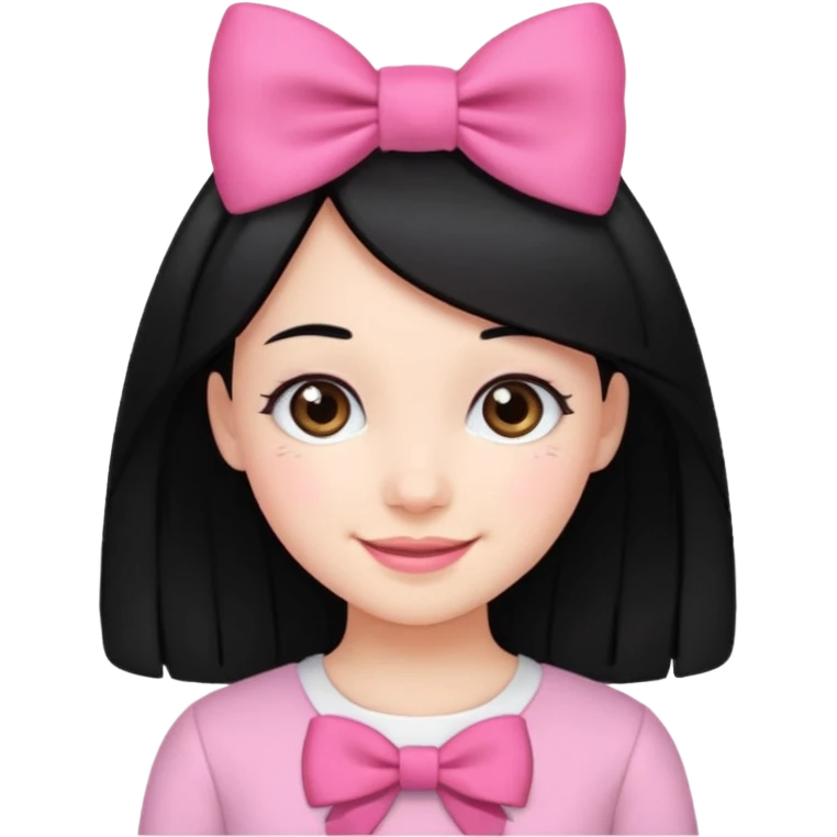 Girl with black hair and pink bow in her hair emoji