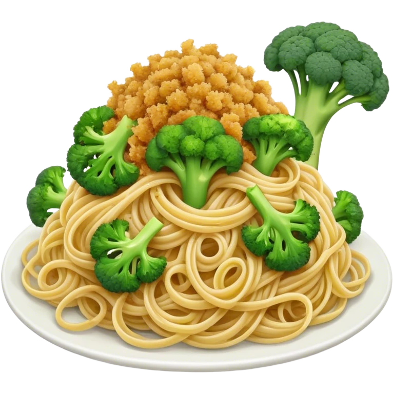 Broccoli and bread crumbs over spaghetti  emoji