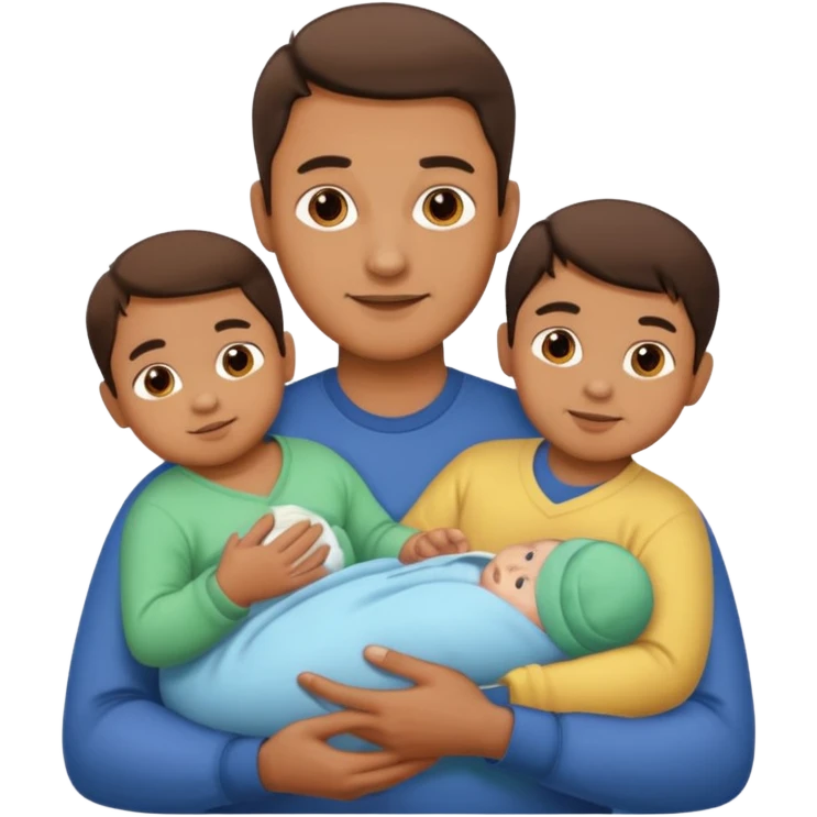 man with three babies emoji