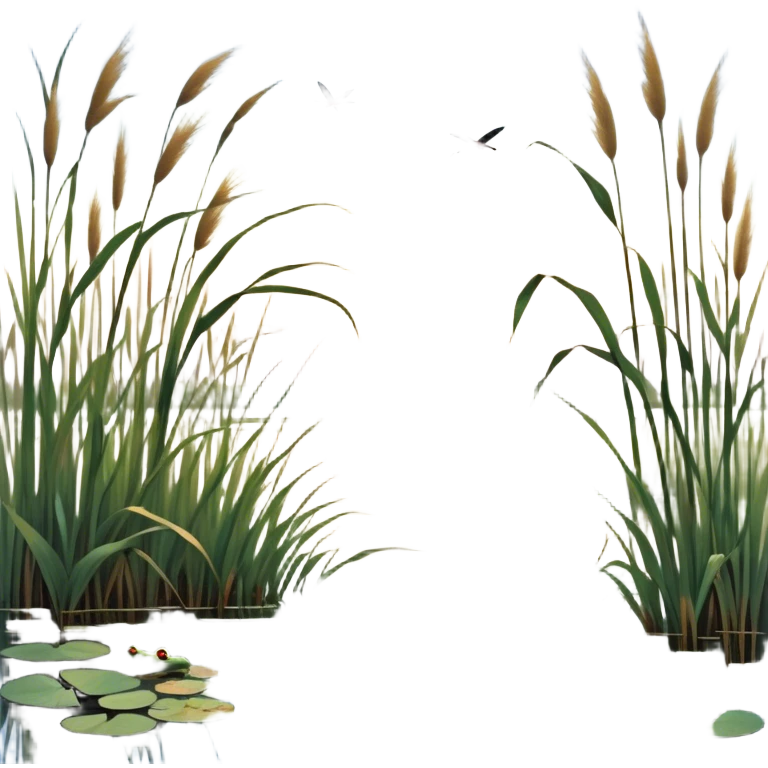 Cinematic Realistic Wetlands Emoji in a wooden frame, Peaceful and serene, with tall grasses swaying in the breeze and soft, muddy waters reflecting the sky above. Small birds and insects flit among the reeds while lily pads float lazily across the surface, punctuated by the occasional croak of a frog or splash of a fish. Soft glowing outline, capturing the essence of a calm, tranquil wetland brimming with life and natural beauty. emoji