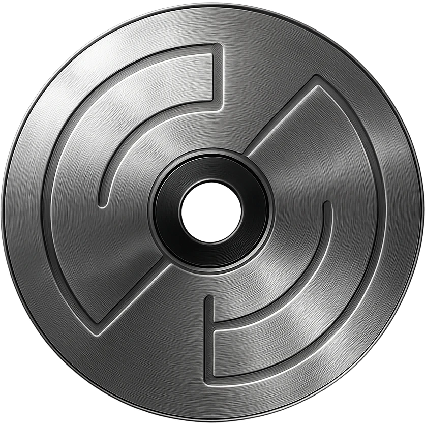 A minimalist CD disc with abstract pattern, neon glowing effect, red color emoji