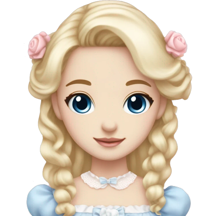 sweet lolita blond hair blue eyes white skin light pink dress emoji