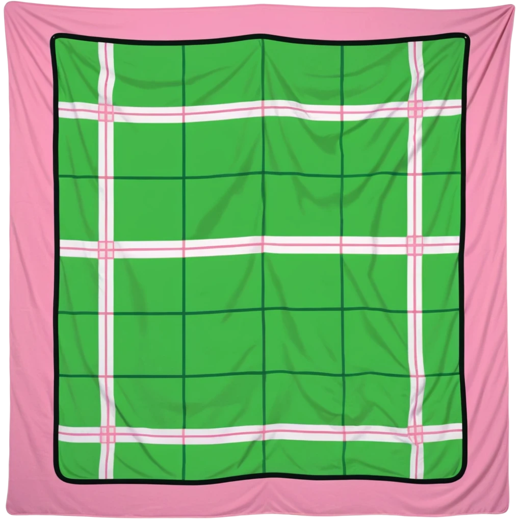 folded blanket with plaid pink and white pattern, cute sticker style emoji