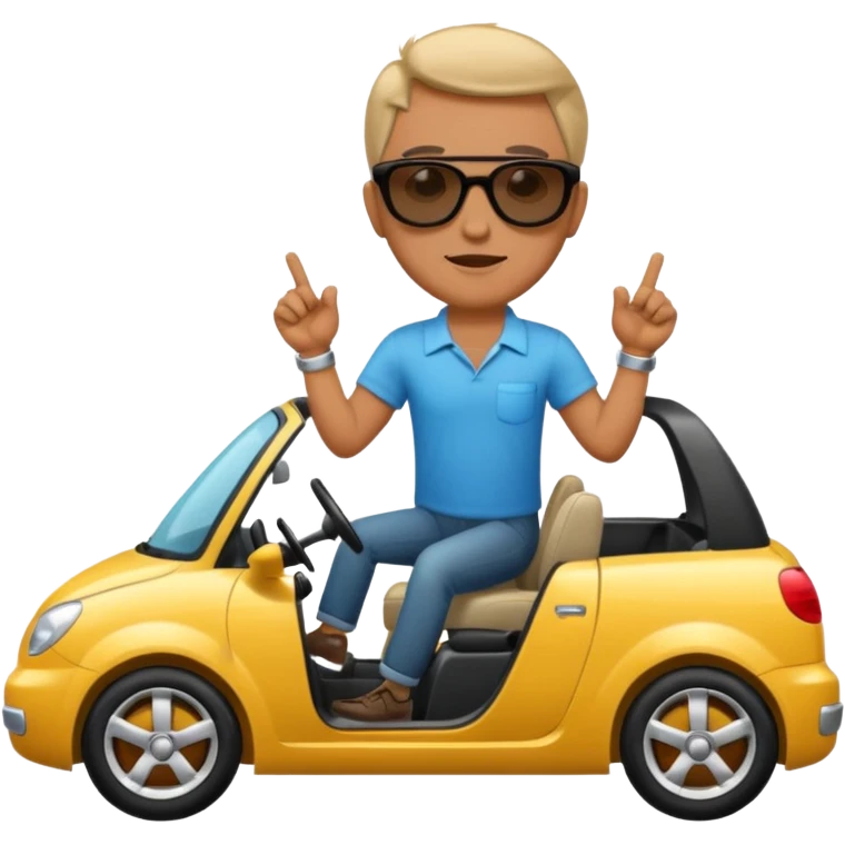 full body man driving a car emoji