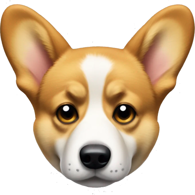 Sad Welsh corgi with droopy ears and a frown, looking heartbroken and down more realistic  emoji