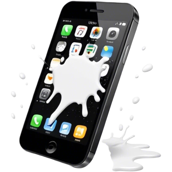 (white paint splatter) on black phone  emoji