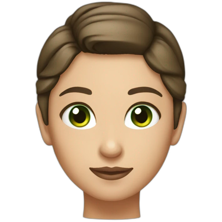 Photographer, brunette, slim, bun, tanned, green eyes emoji