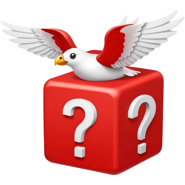 red being the block itself while the white parts are the question marks which are used in all of the lucky blocks, corners, and face. It has 2 white wings on each side emoji