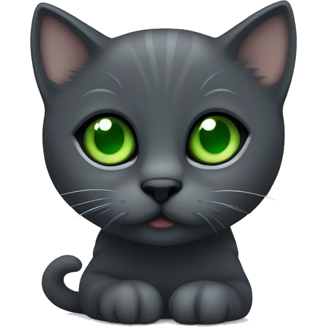 dark grey kitten with green eyes  emoji