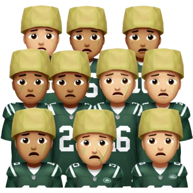 New York Jets being cry babies with tears with paper bags on their heads emoji