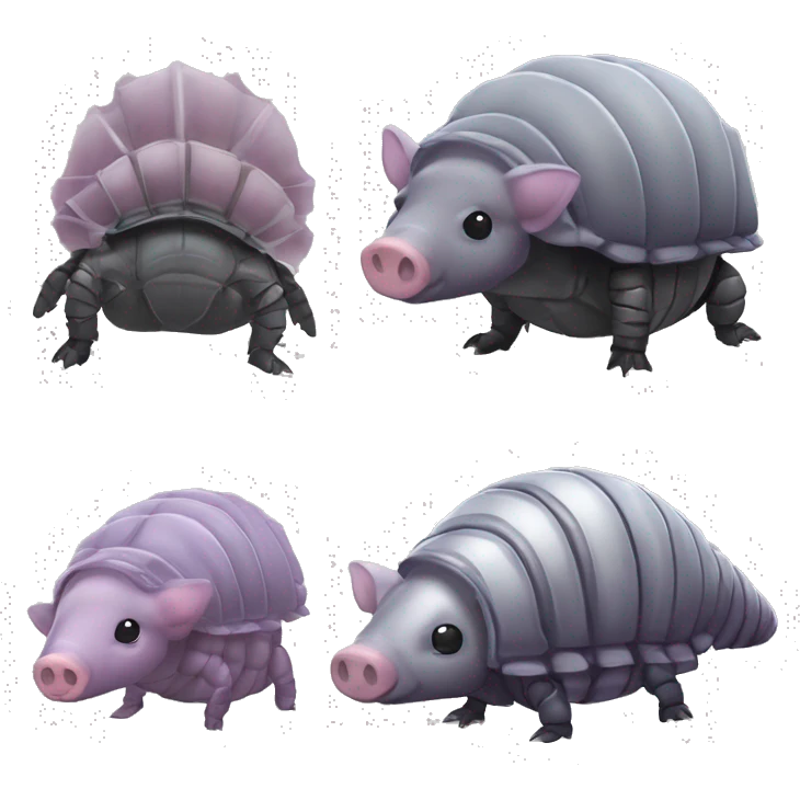 Lavender gray Pig armadillo darth Vader isopod lobster tail fanned tail feathered tail pig armadillo darth Vader face emoji