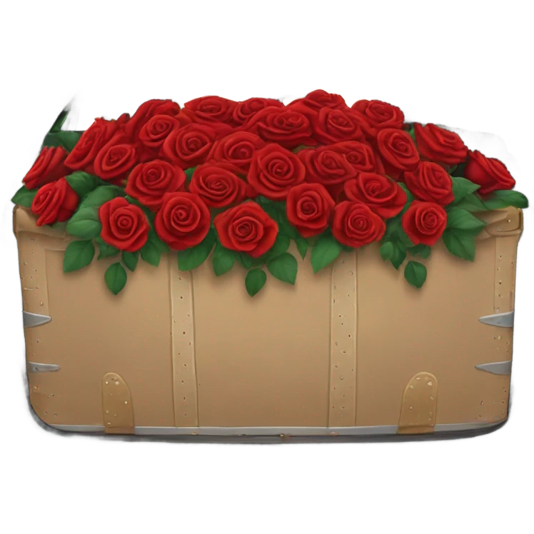 black open car trunk with red roses left in it emoji