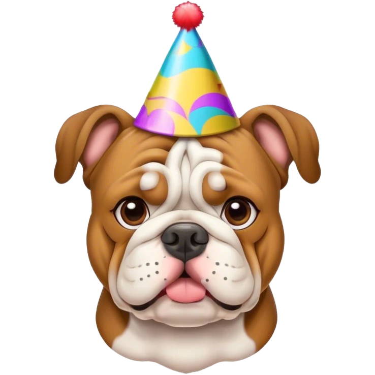 bulldog with a party hat emoji