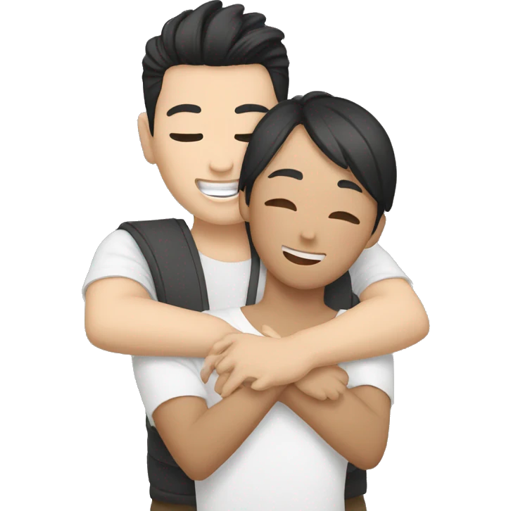 asian and white hug emoji