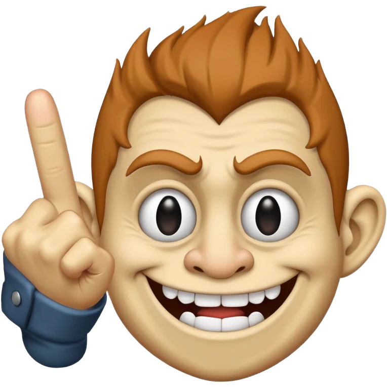 Troll face showing middle finger emoji