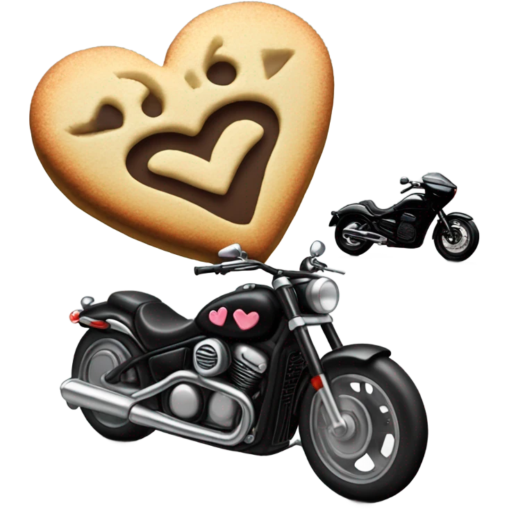 cookie heart with black motorcycle  emoji