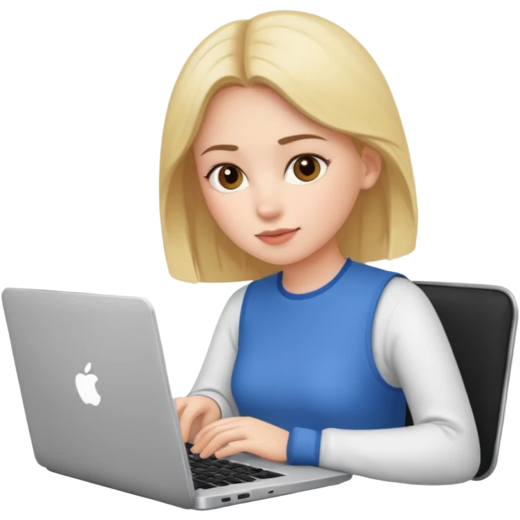 девушка работающая за ноутбуком emoji