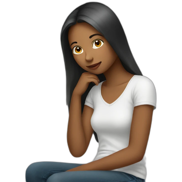 Girl waiting fór a message emoji