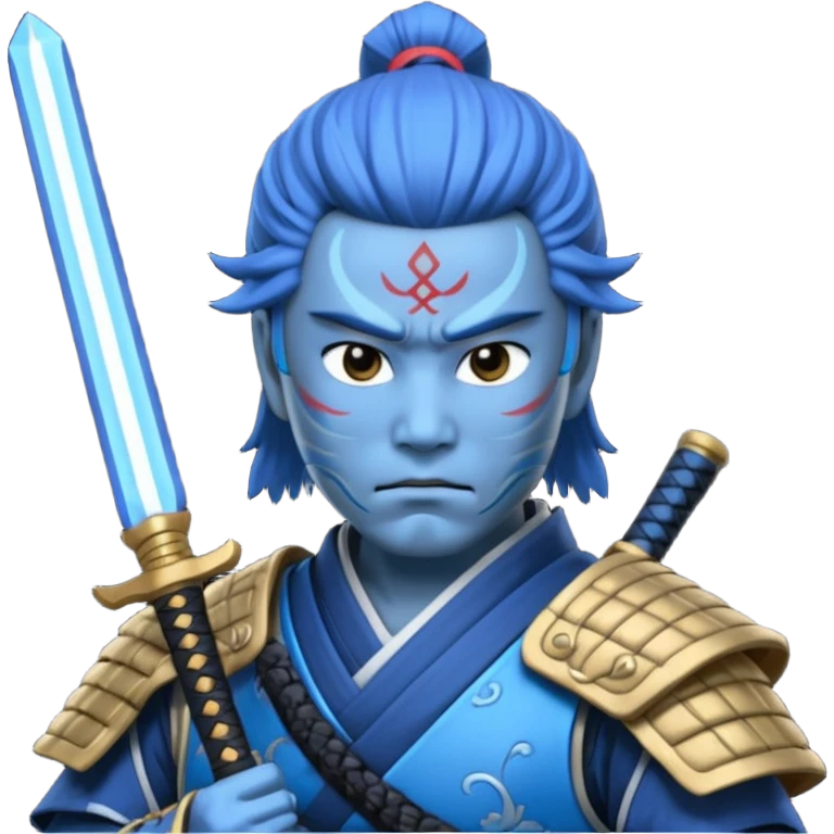 samurai with laser sword, blue emoji